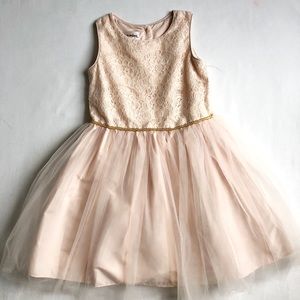 Blush Toddler Dress with Gold Accents